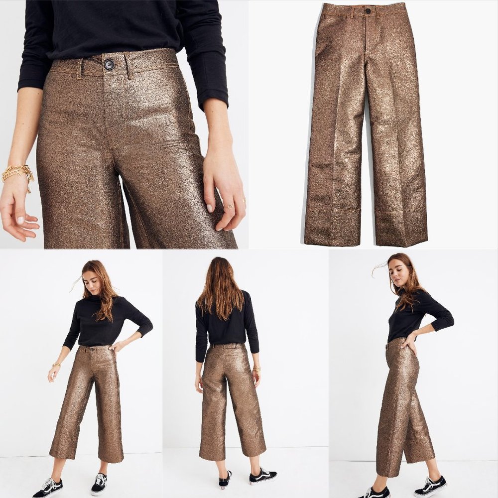 Madewell Emmett Wide-Leg Crop Pants Metallic